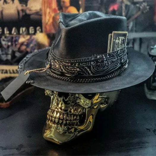 

Handmade Skeleton Hat loween New Arrival 2025 'Sad Reaper' Felt Cowboy Hat Large Brim Cone Top Polyester Fiber