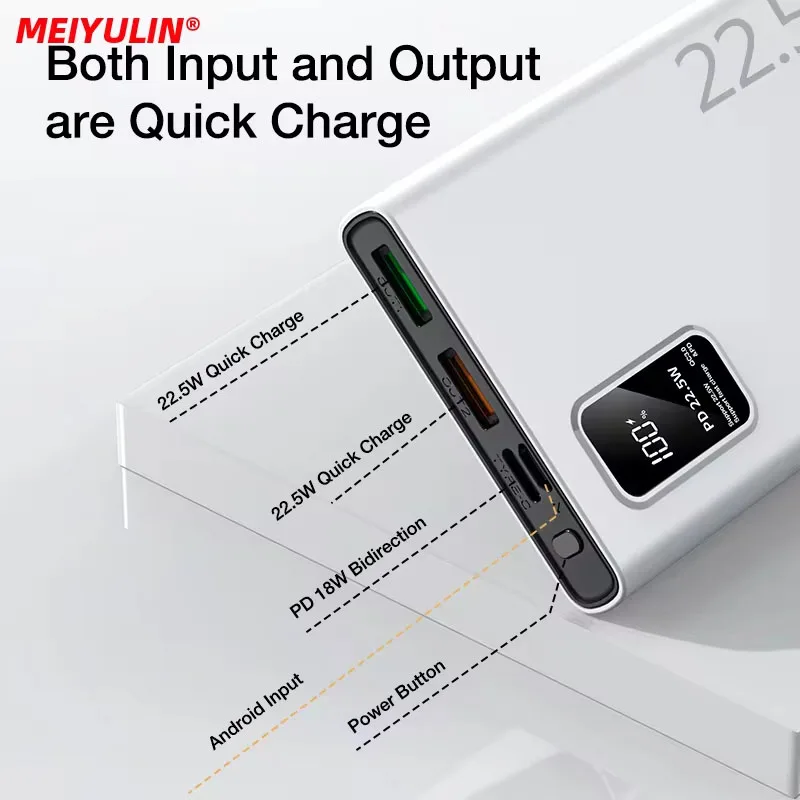 Banco de energía portátil de 20000mAh, batería de repuesto externa de carga rápida USB C de 22,5 W, batería externa de 10000mAh y 10W para iPhone, Samsung y Xiaomi