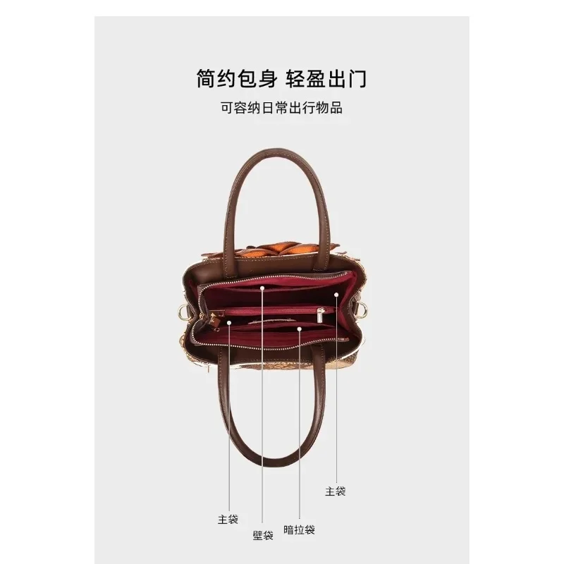 Versatile Fashion Niche Design Cowhide Single Shoulder Handbag