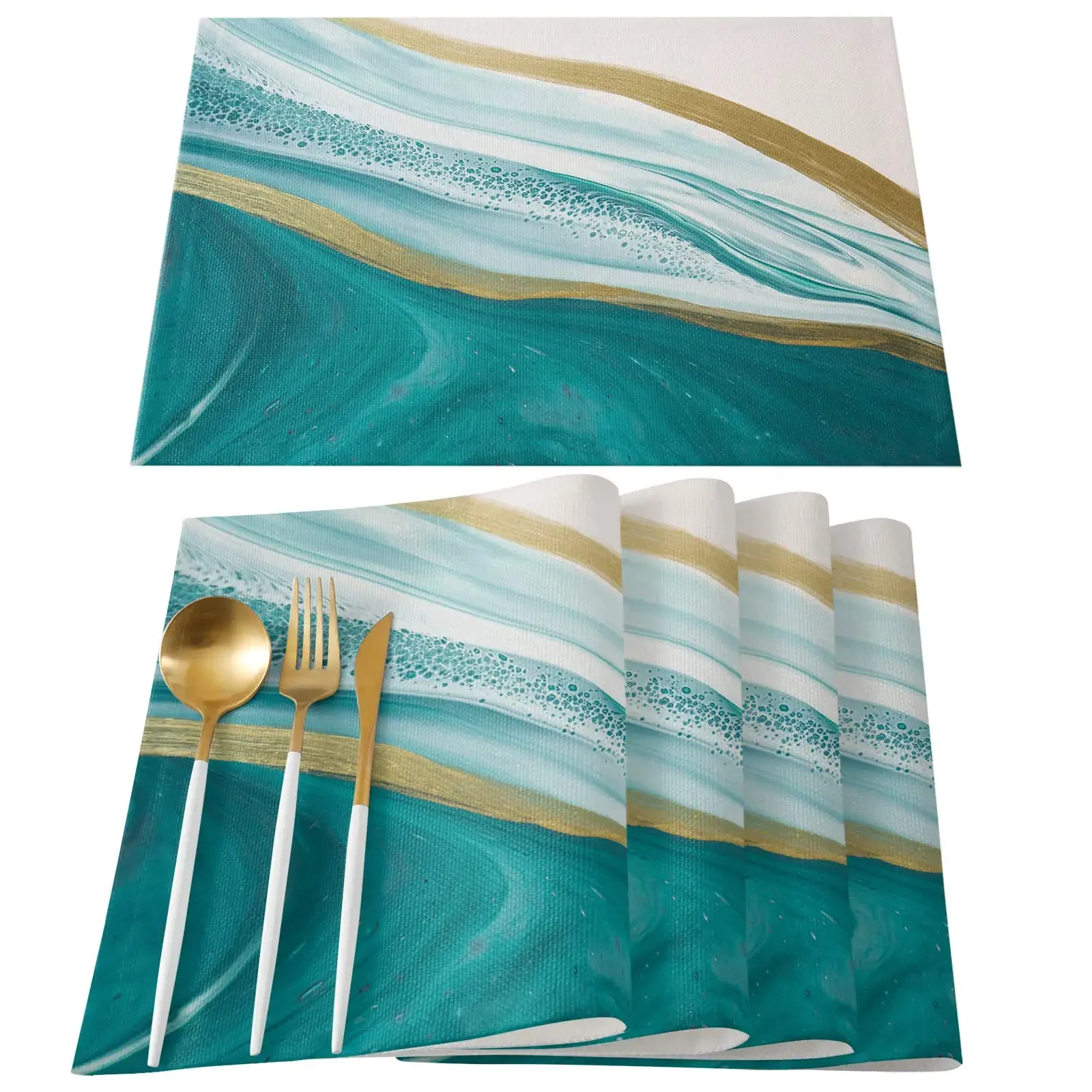 Linen Placemats Farmhouse Dining Table Place Mats Washable Durable Place Mats Welcome Watermelon Wooden Planks Placemats