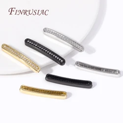 3 Colors 18K Gold Plated Bracelet Accessories,Brass With Zircon Long Strip Spacer Separator Bead For DIY Jewelry making Supplies