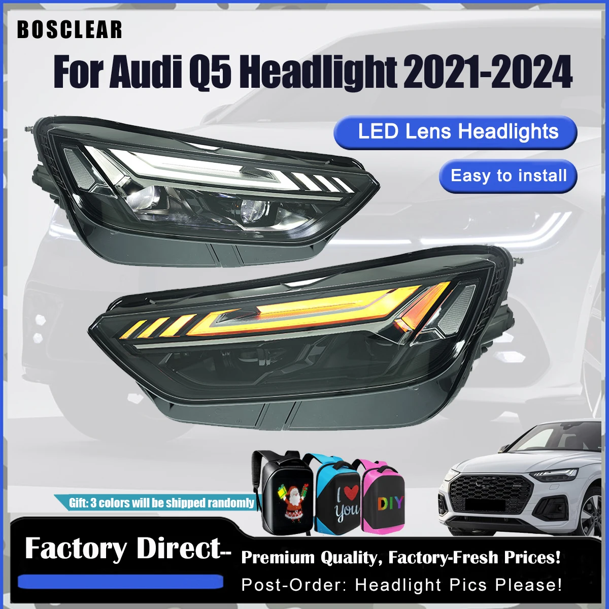 

For Audi Q5 Headlights 2021-204 Q5L Full LED Lens Headlamps Assembly Car Lights Signal Lamps For Audi Q5 Automotive Accessories