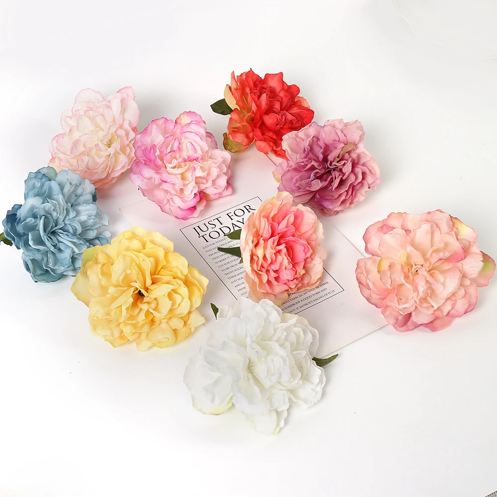 Peônias De Seda Artificial para o pano de fundo do casamento, Flores falsificadas, Peony Flower Wall, Decorações De Bolo De Aniversário, 5PCs