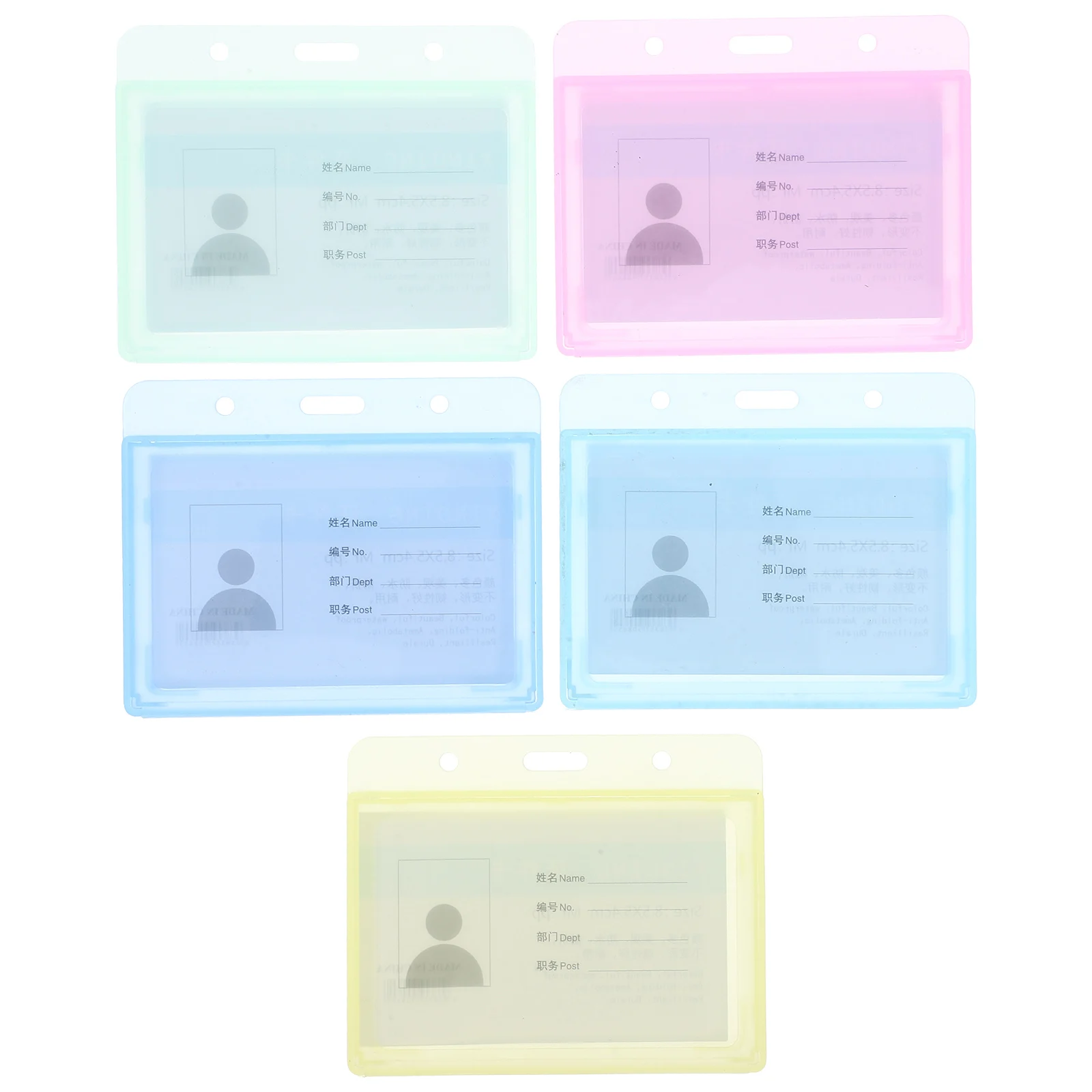

5pcs Horizontal Badge Holder ID Card Case Hard Plastic Employee Name Tag Dispensers Frosted Work Lanyard Office School Use