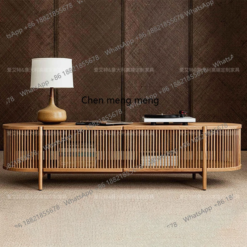 

TV cabinet Nordic solid wood living room home locker New Chinese medium and ancient grille TV cabinet