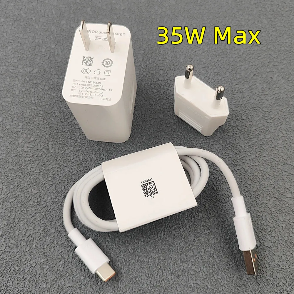 Original 35W Supercharger For Honor 90GT X50 GT/X50i/X60 Magic V VS 3 Super Fast Charger EU/US Wall Adapter With 6A Type C Cable