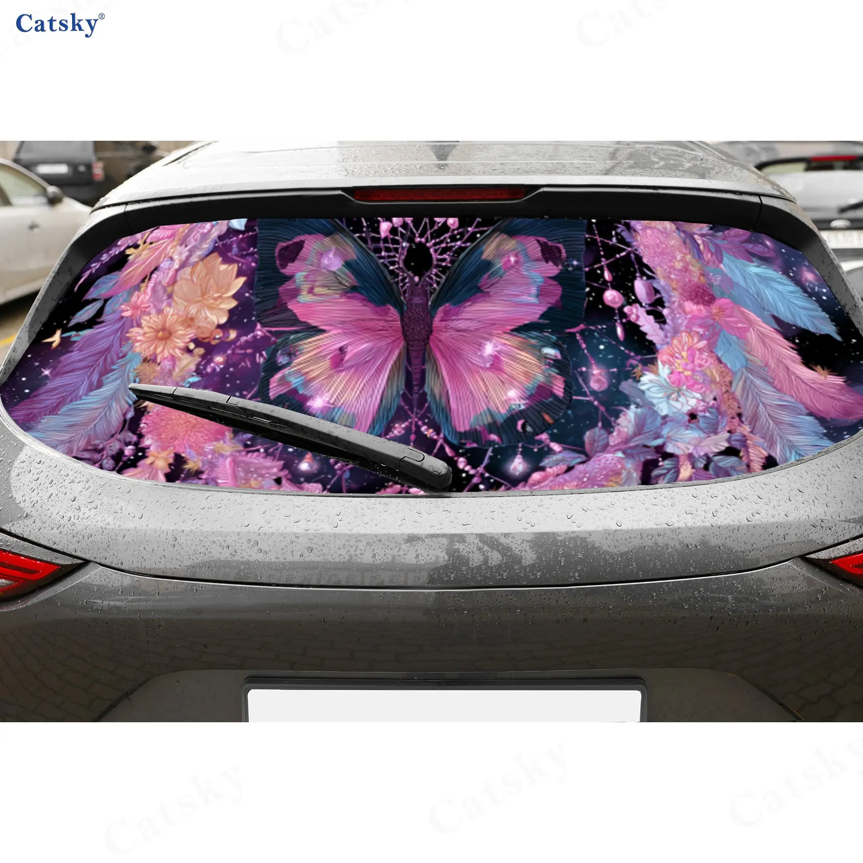 

Magical Butterfly with Wings Car Rear Window Decal, Waterproof Self-adhesive & Anti-scratch Auto Vinyl Wraps Sticker, Auto Decor