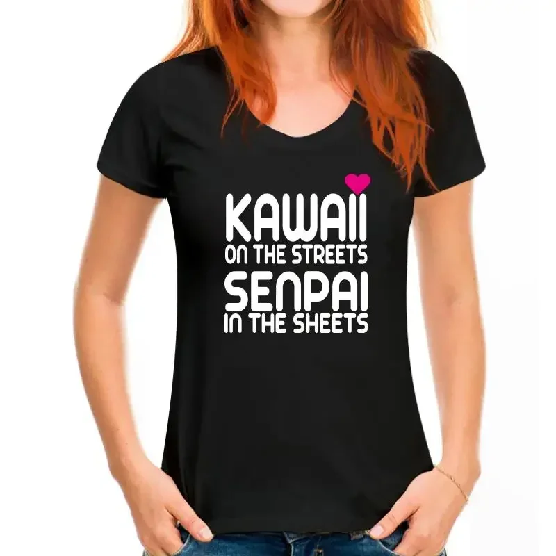 Kawaii on the streets Senpai in the Sheets Cute Anime Japanese Inspired T-shirt summer o neck tee