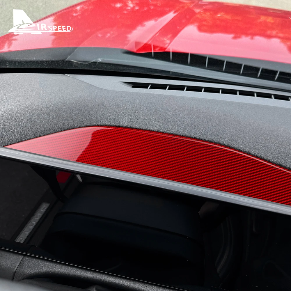 Real Soft Carbon Fiber Sticker For Ford Mustang GT Dark Horse EcoBoost 2024 2025 Instrument Panel Interior Trim Accessories