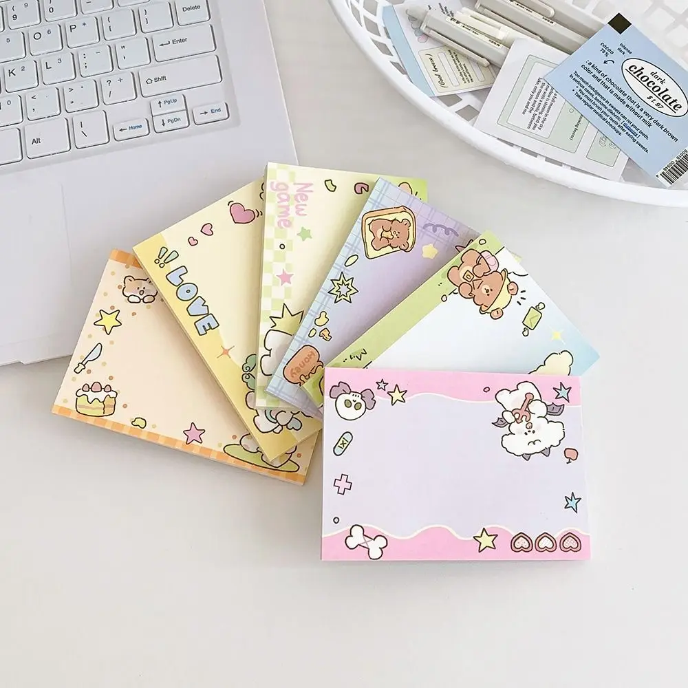 50 листов блокнота милые нелипкие удобные наклейки мультяшная самоклеящаяся бумага для сообщений для офиса и школы