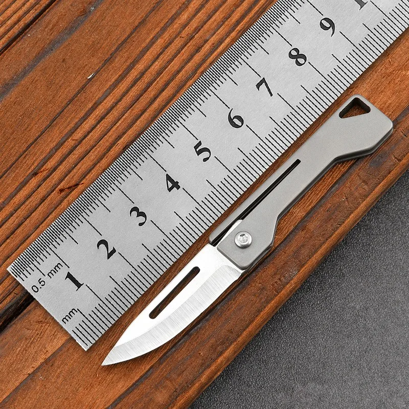 

EDC Titanium Folding Knife Mini Neck Keychain Knife Pocket Knife Open Box Express Sharp Fruit Knife