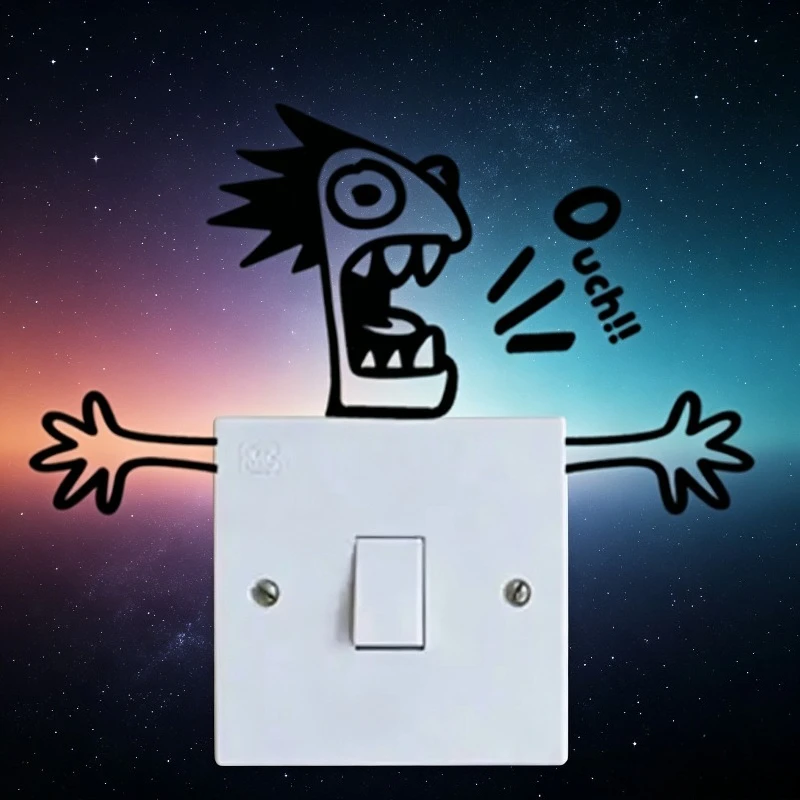 Funny Shock Monster Metal Switch Decor Cartoon Screaming Figure Light Switch Silhouette Creative Bedroom Wall Art Ornament