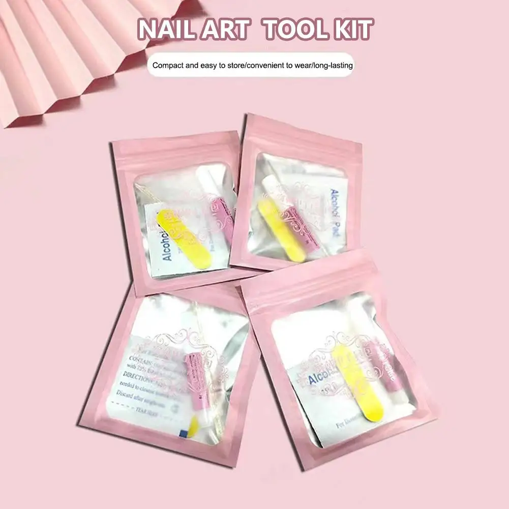 4/5/6PCs Press On Nail Tool Kit - Nail Glue, Mini Nail File And Shine Nail Buffer Block, Acrylic Sticks, Prep Pads For Nail H3M1