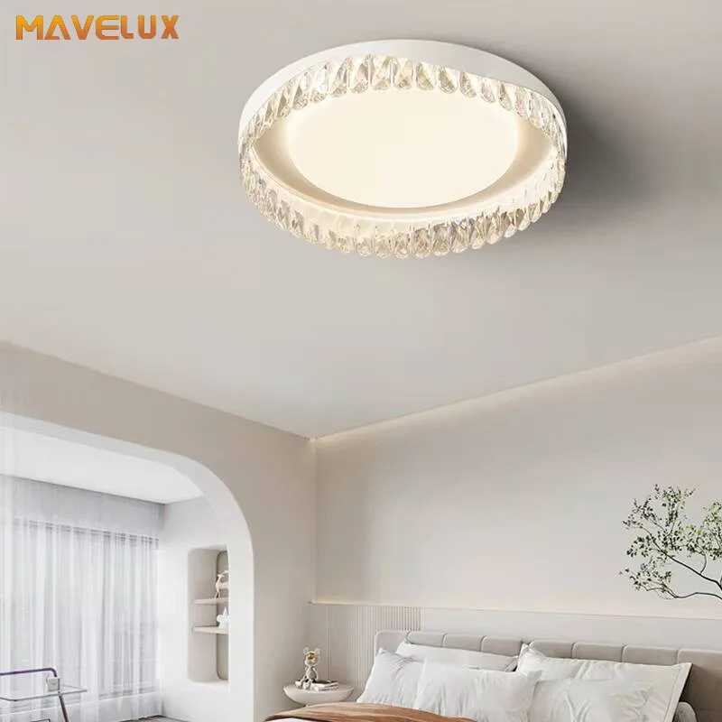 French Cream Style Living Room Light Ceiling Light Pebble Crystal Light Modern Bedroom Study Living Room LED Lighting Fixtures