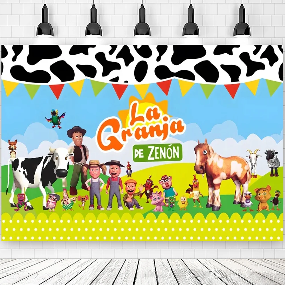 Green Grass Farm Theme Party Background Custom Decorate La Granja De Zenon Backdro Photo Backdrop Kids 1st Birthday Baby Shower