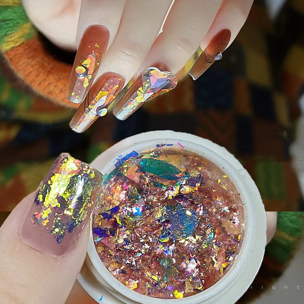 1 unidad de esmalte de uñas brillante Maillard, lentejuelas holográficas irregulares, copos de ópalo Aurora, purpurina para manicura, lentejuelas de invierno, decoración de uñas