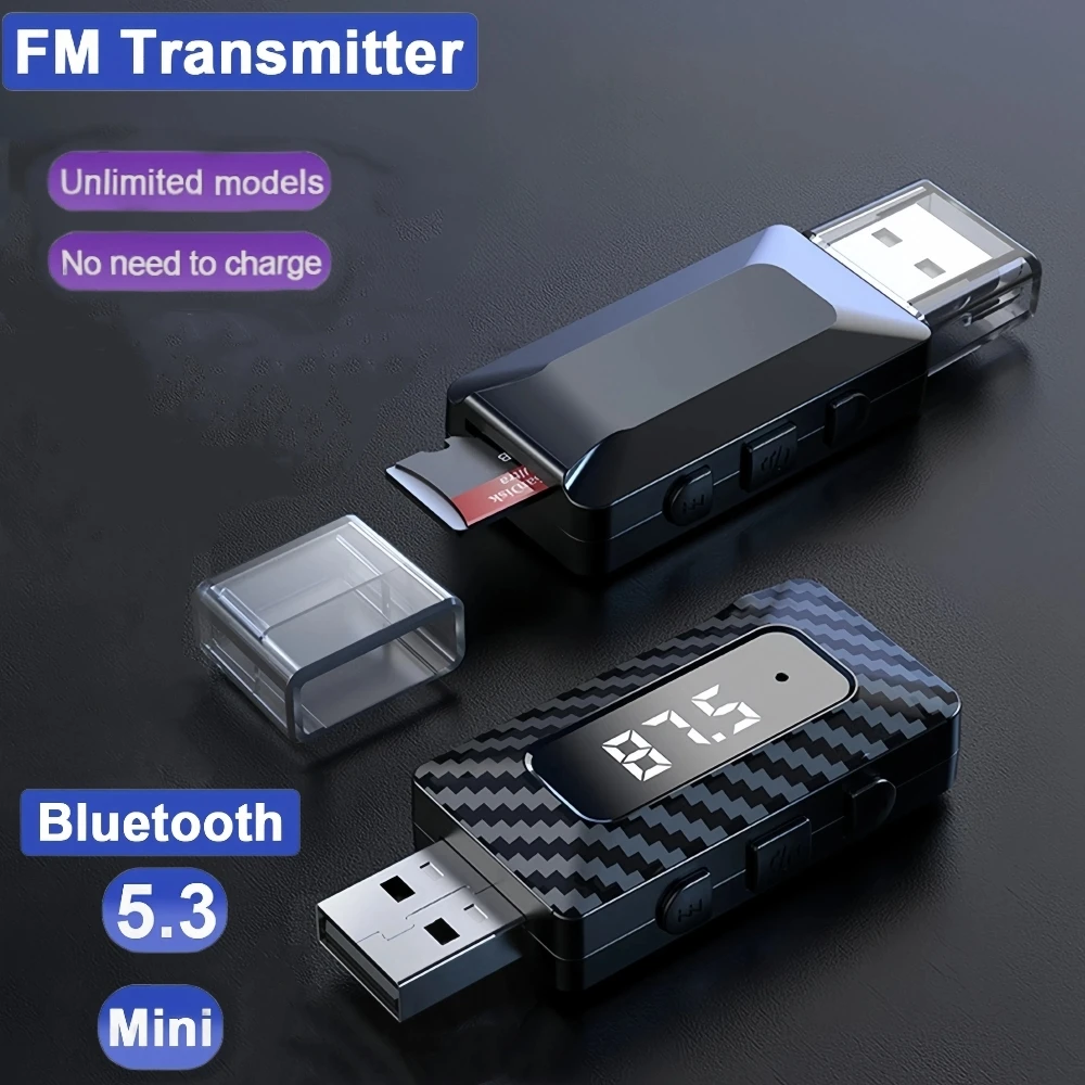 USB Bluetooth 5.3 Receiver Transmitter Handsfree 3.5mm AUX Jack TF FM USB Dongle Stereo Music Wireless Adapter For PC Car Kit