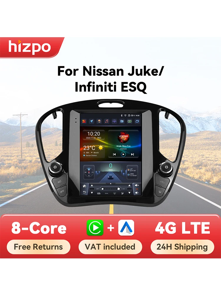 Hizpo Voor Nissan Juke 2011-2018 Voor Infiniti ESQ 2014-2019 voor Tesla Stijl CarPlay Android Auto autoradio GPS WiFi 4G Multimedia - afbeelding 2