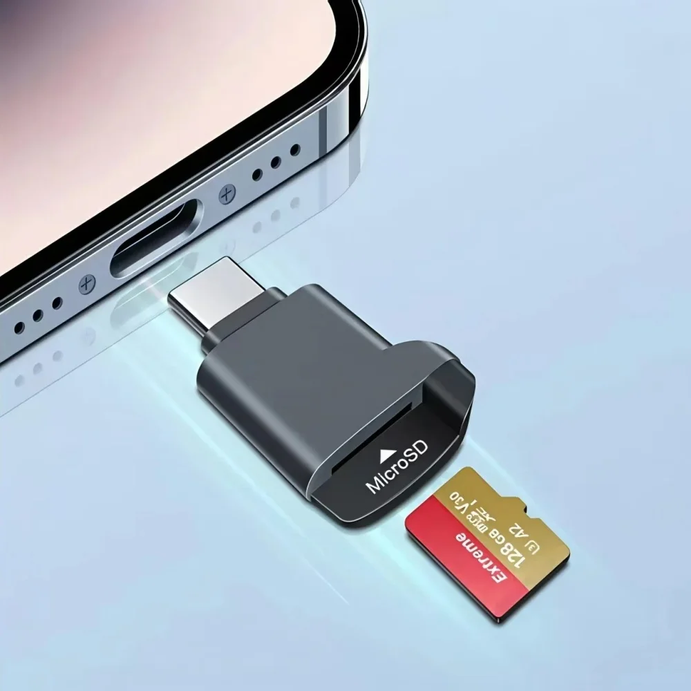 Type C 2.0 Mini TF Card Reader for iPhone 17 16 15 Samsung USB C Card Reader to Micro TF Memory Stick External Storage Adapter