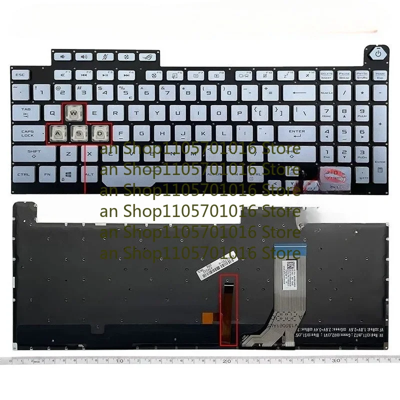 B=For US  ASUS ROG Strix G712 S7D G732 G731/GT/GU/GV/GW G712L G712V G732L G732G G732GU Laptop Keyboard Colorful Backlight