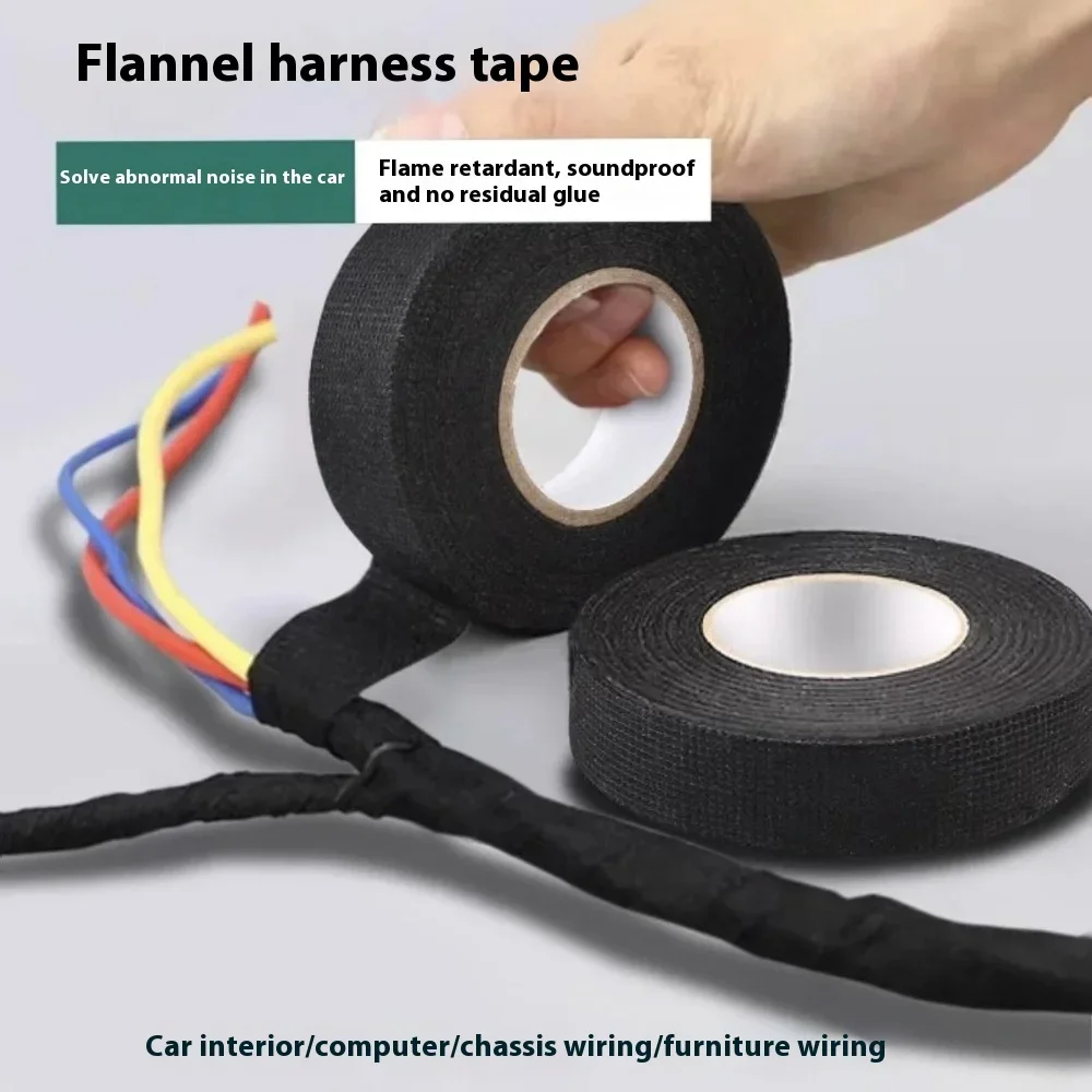 Electrical Tape Car Wiring Cloth Fabric Tape 9mm/15mm/19mm/25mm Adhesive Tapes Heat-resistant Auto Harness Cable Organizer