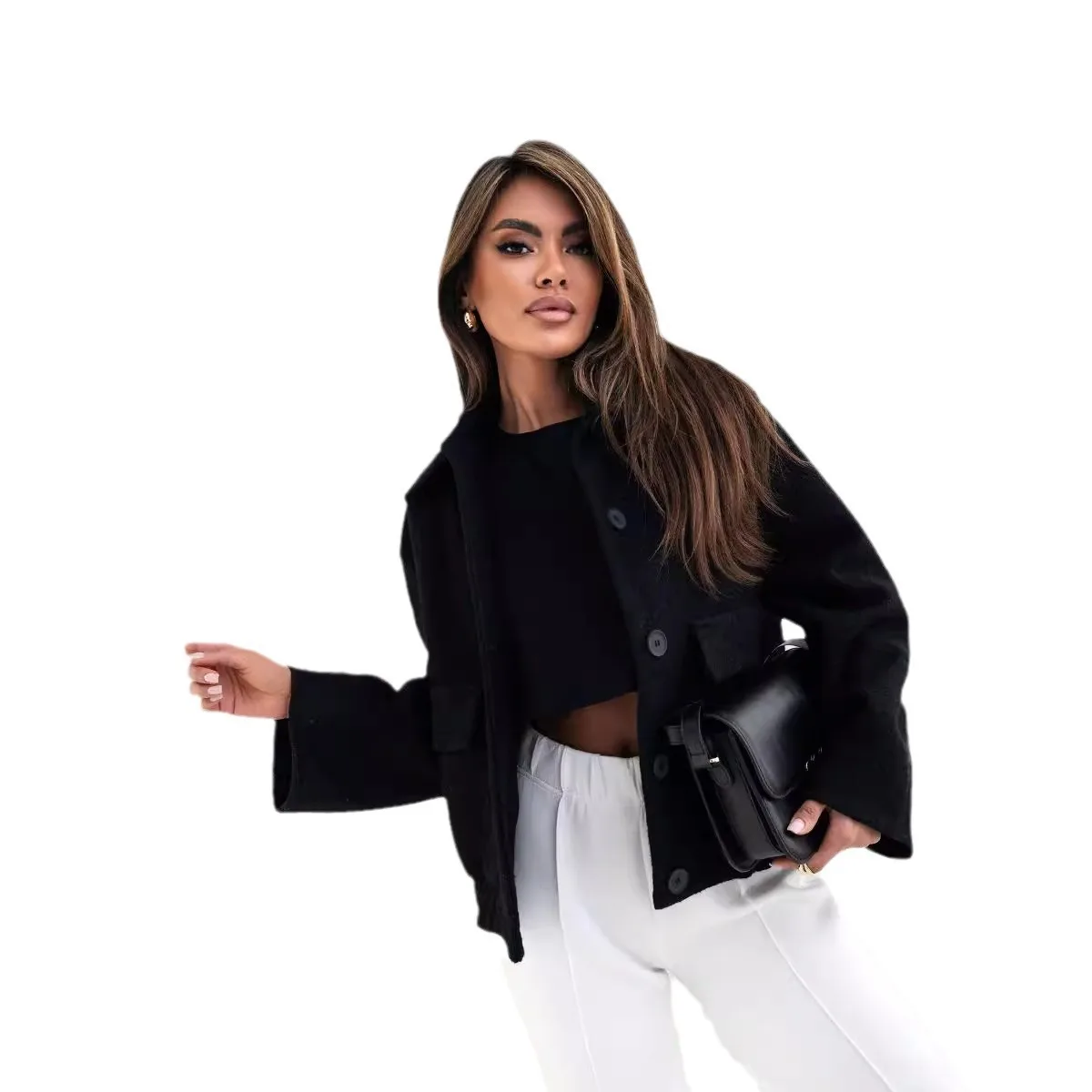 2025 New Fashion Button Knitted Lapel Jacket Women Winter Casual Loose Solid Color Pocket Long Sleeve Jacket Women