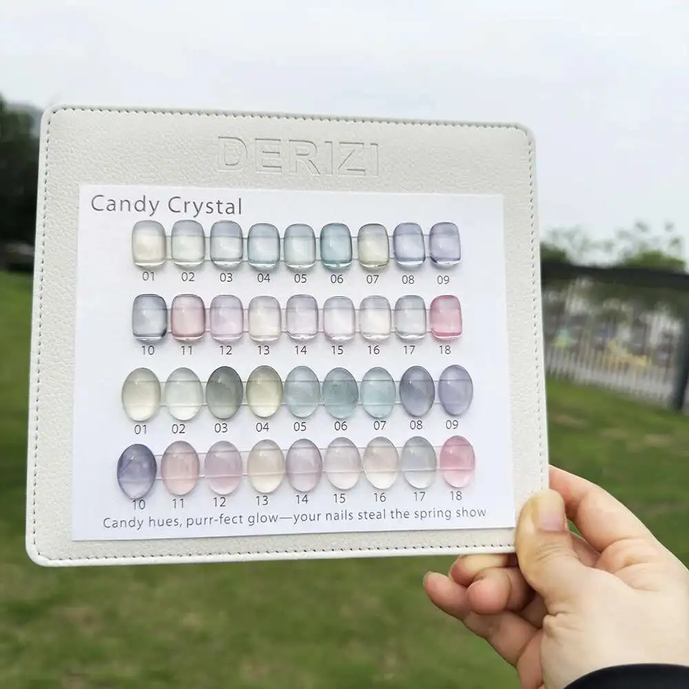 Zestaw 18 szt. żelowych lakierów do paznokci z koralikami cukierkowymi, efekt kociego oka, z kolorowym kartonikiem, magnesem, top coatem UV LED, kolekcja żelowych lakierów kocie oko.