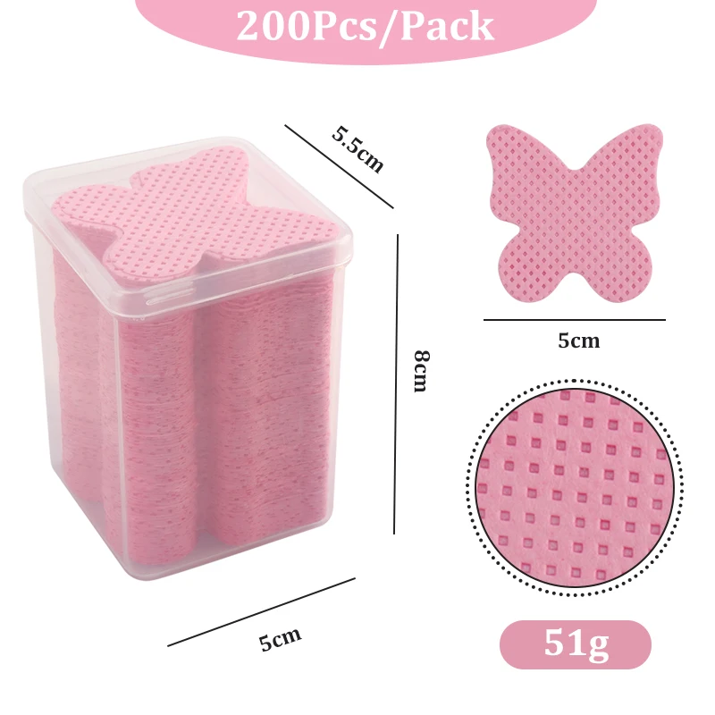 200PCS/Box Disposable Remover Cotton Pad Wipes Nail Polish Eyelashes Glue Cleaner Lint-Free Paper Pad Cleaning Manicure Supplies