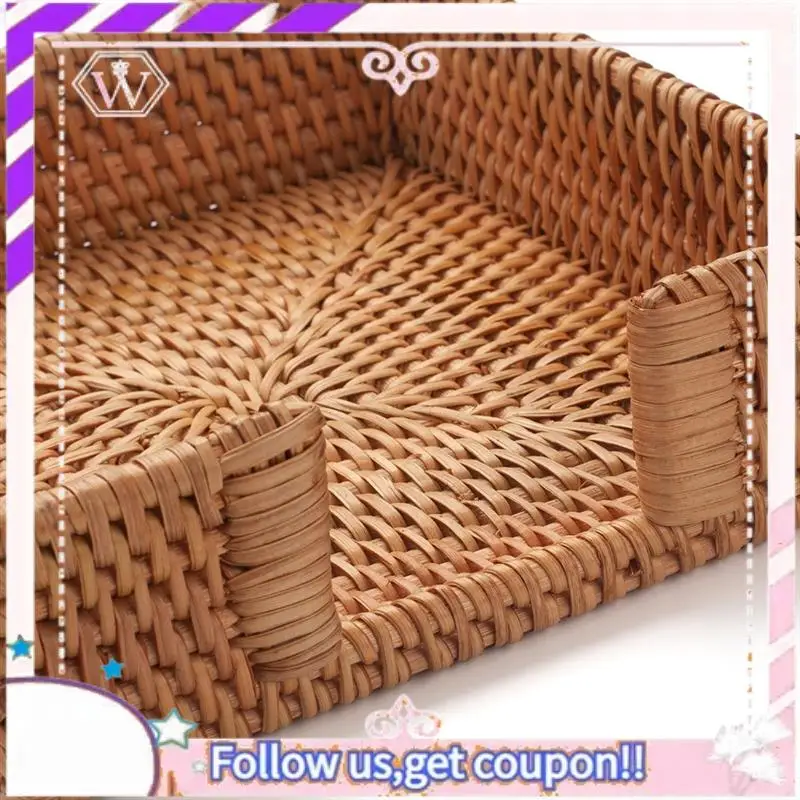 Premium Rattan Napkin Holder Square,Wicker Napkin Basket For Kitchen,Flat Napkin Holders For Paper Napkins,Woven Napkin Holders