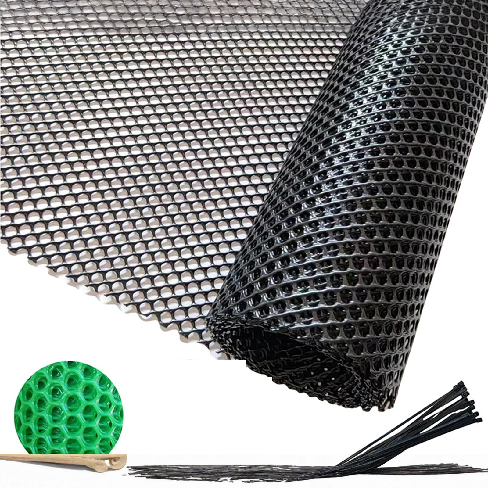 Black Plastic Chicken Wire Mesh Fence Weather Resistant Animal Barrier Net for Garden Farm and Backyard Protection Tools