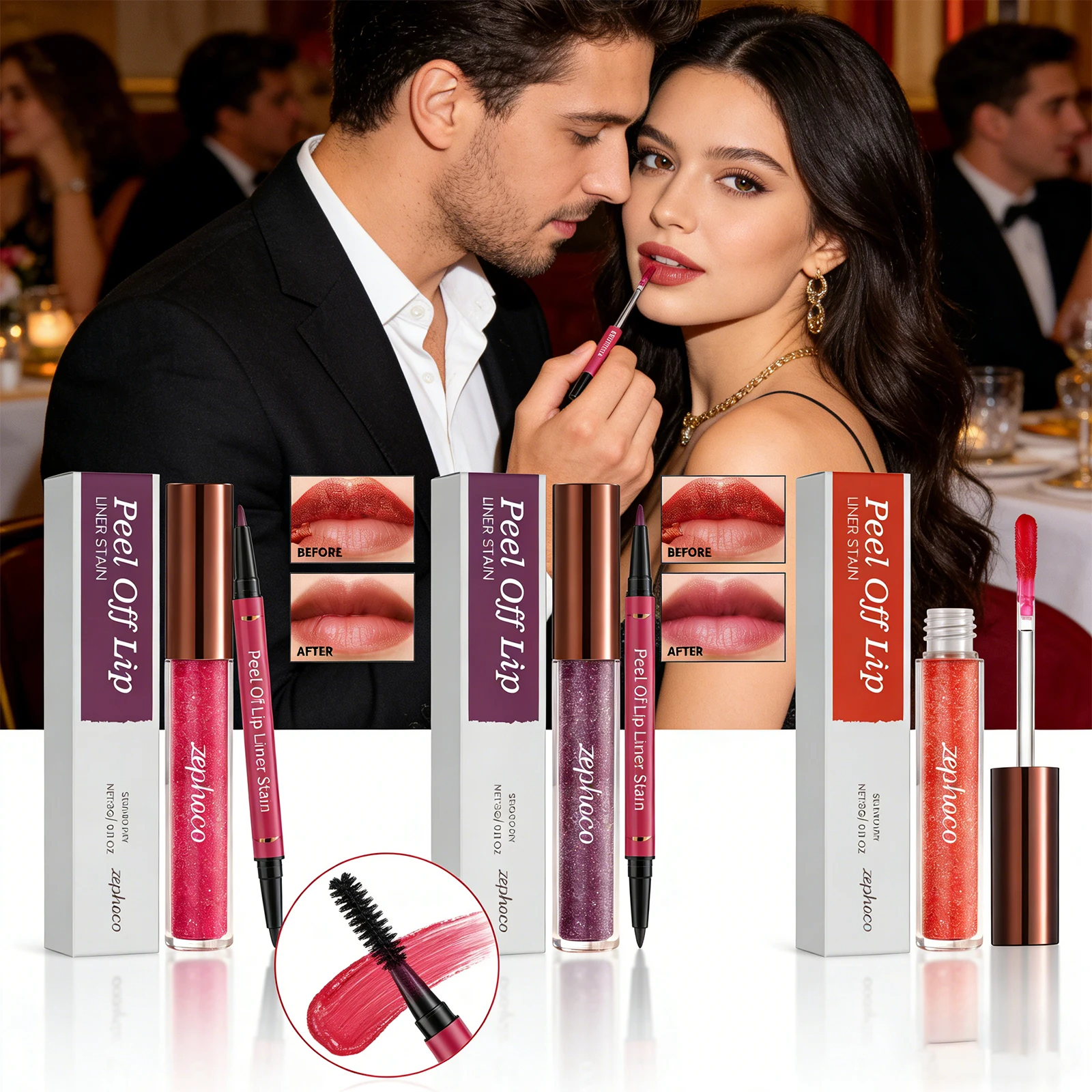 

Peel off Lip Stain Long Lasting Waterproof Lip Gloss Lightweight Smooth Moisturizing Plump Smudge Proof Natural Color Rendering