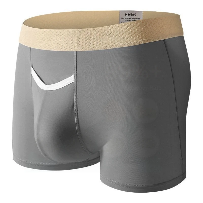

Men's Breathable Big Pouch Sporty Long Boxer Wide Crotch Comfortable Underpants Male Fitness Fast Dry Dailywear Summer Underwear