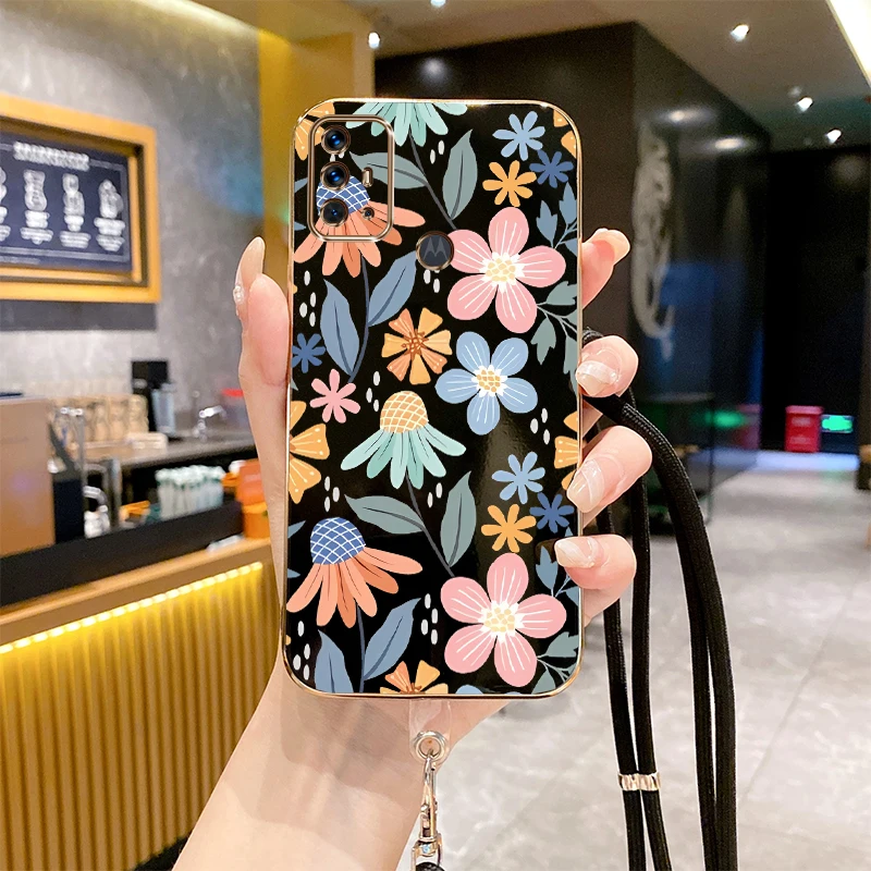 G30 Special Flower Luxury Plating Phone Case For Motorola Moto G30 G54 G53 G31 G42 G9Plus G20 G9 G10 G84 G23 G72 G22 G8 Cover