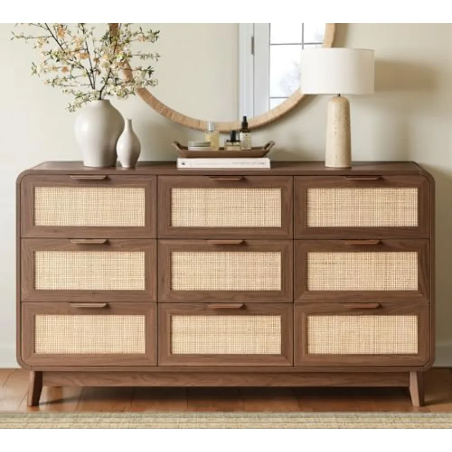 Rattan Dresser with Storage, Modern Farmhouse Dresser, 55
