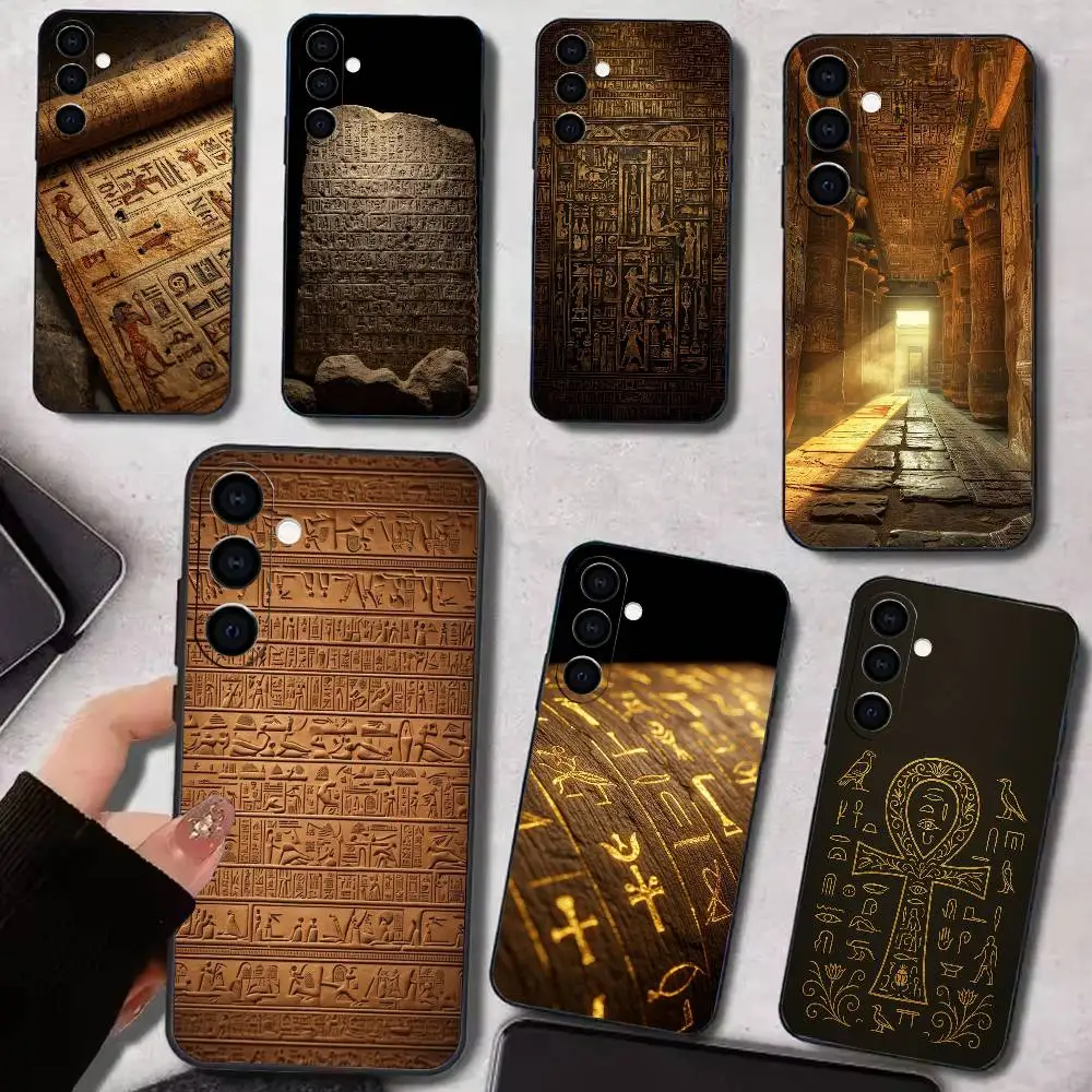 Egypt Art Hieroglyphics   Phone Case For Samsung Galaxy A73,A72,A71,A70,A53,A52,A51,Others Soft Black Cover