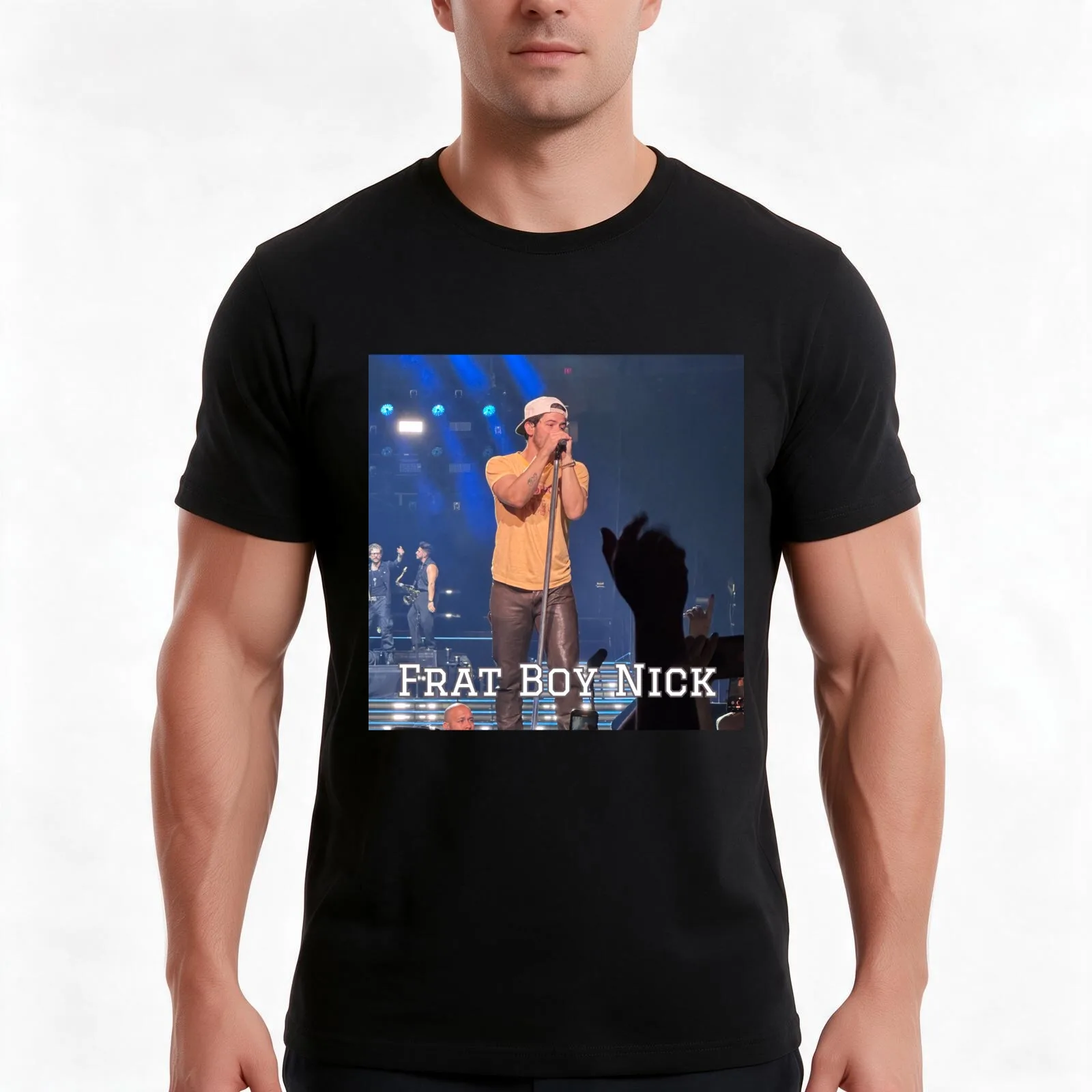 Frat Boy Nick Jonas T-Shirt, Summer Casual Cotton Tee, Oversized Streetwear Tops, Vintage Graphic Print, Loose Fit Short Sleeve