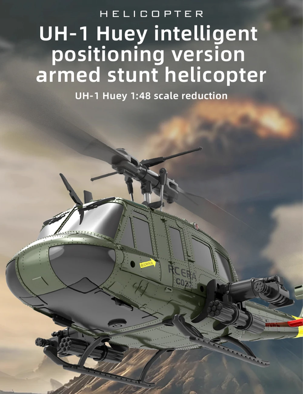 RC عصر RC هليكوبتر C032 1:48 مقياس هيوي هليكوبتر UH-1 6-محور الدوران 6 قناة ثلاثية الأبعاد فرش السيارات طائرات التحكم عن بعد