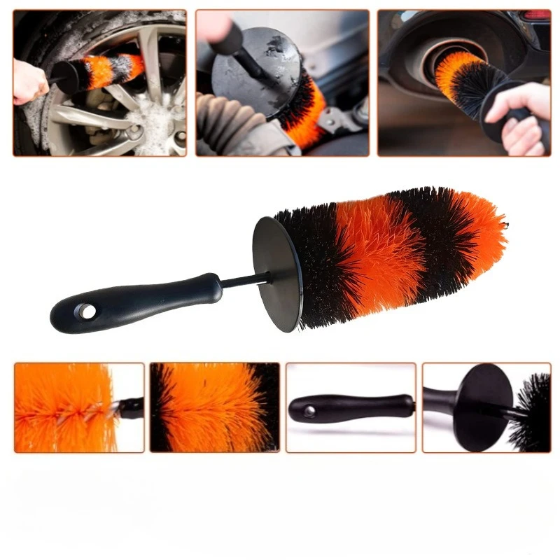 Long Handle Car Tire Cleaning Brush Soft Nylon Bristle Vehicle Rim Hub Crevice Detailing Wash Tool For Car Care