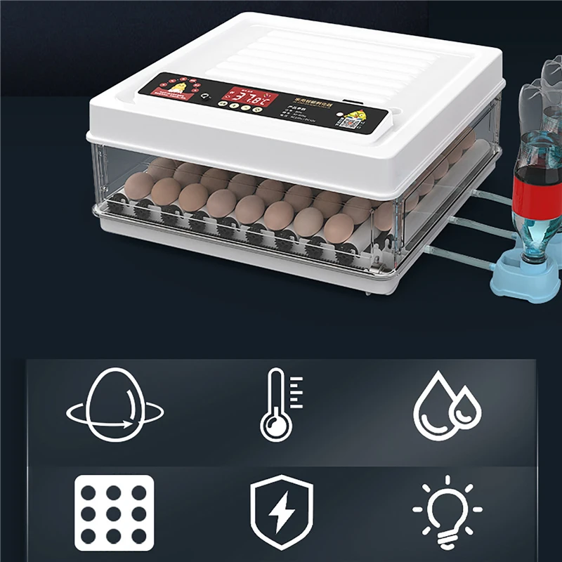 38/24 Full Automatic Temp Control Incubator Dual-Power Supply Egg Incubator Farm Equipment Birds Chicken Hatching Incubator