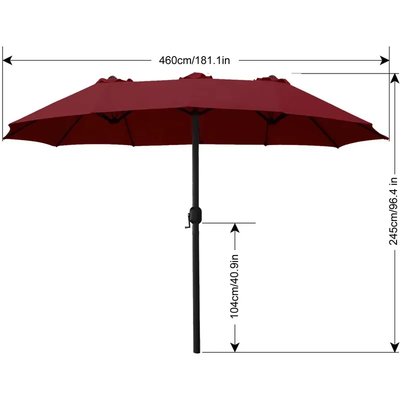ABCCANOPY 15FT Double-Sided Aluminum Table Patio Umbrella Garden Large Umbrella,Swimming Pool 12+Colors,Burgundy