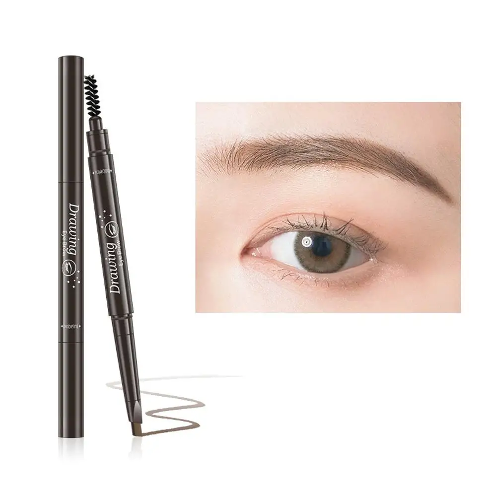 Lápis de sobrancelha rotativo para mulheres, cabeças duplas, impermeável, duradouro, fácil de usar, 6 cores, natural, C6L6