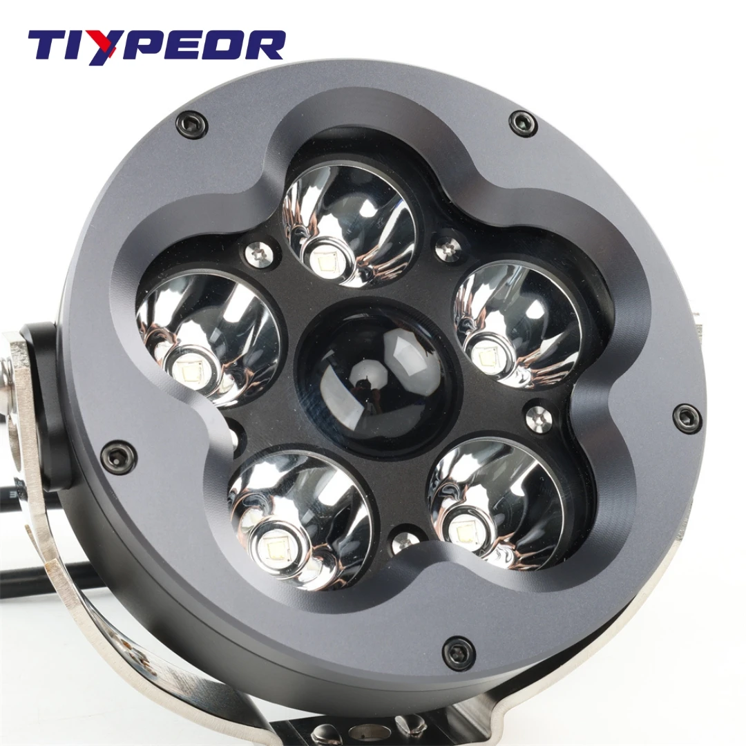 TIYPEOR LED Motorcycle Lights - 120W 10-36V DC IP68 Waterproof Aluminum Alloy Spotlight/Floodlight High Performance