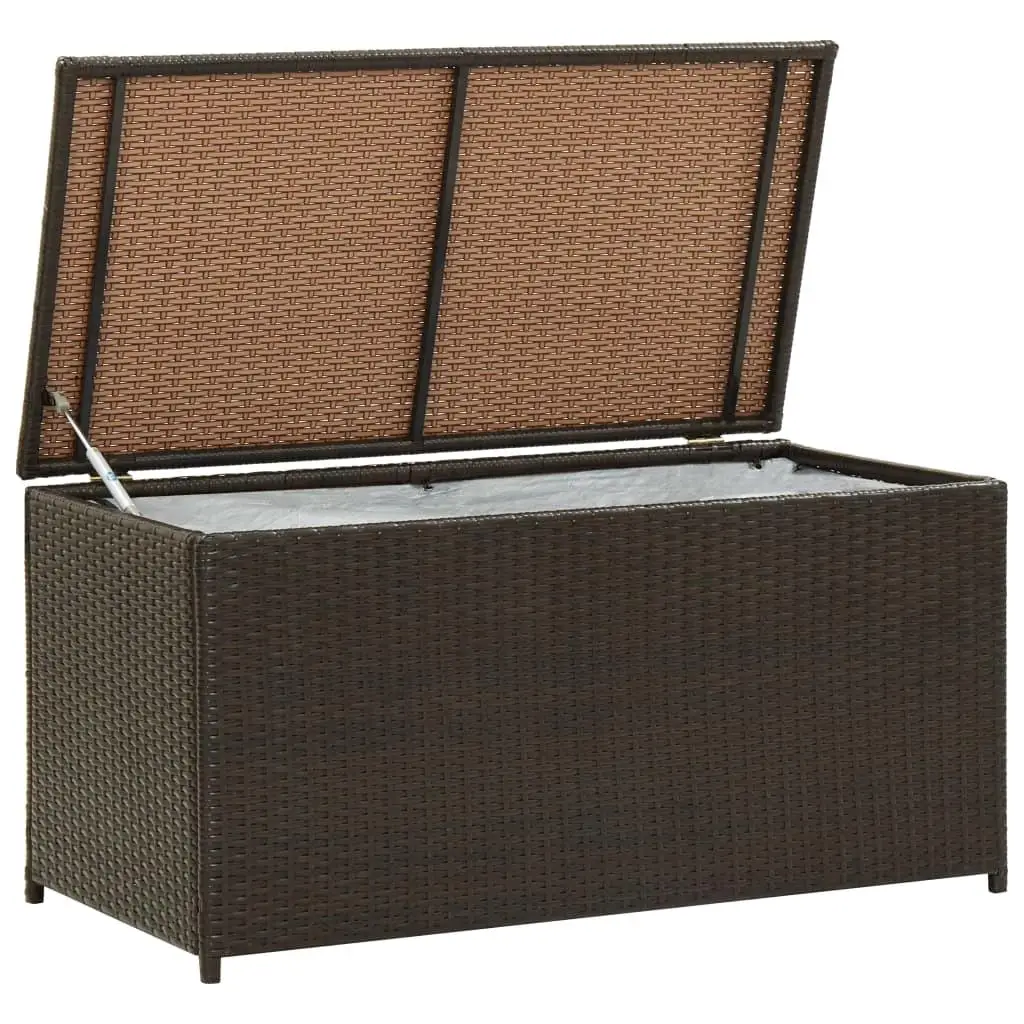 

Brown Poly Rattan Patio Storage Box - 39.3x19.6x19.6 Outdoor Organizer