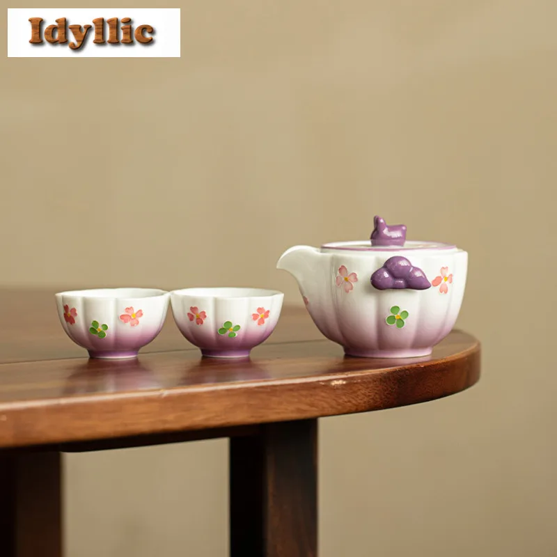 

Ручная роспись рельефный маленький цветочный чайный сервиз Полный набор Чайная церемония ручной работы Набор чайников и чайных чашек Коллекция чайных сервизов