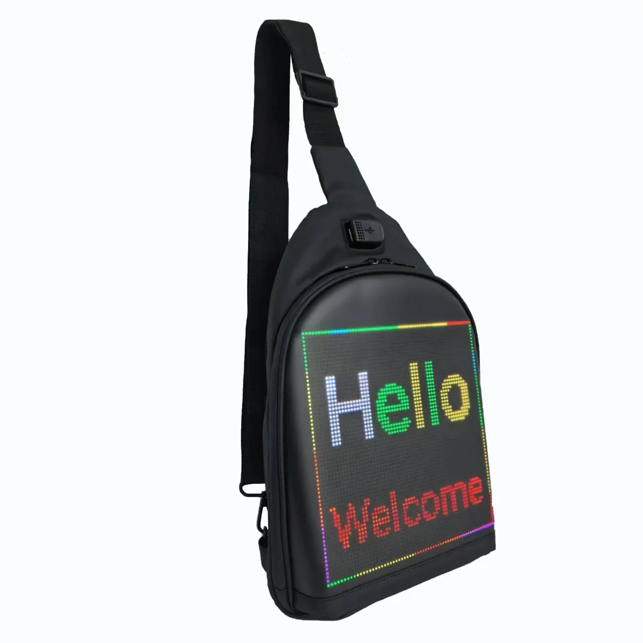 

GMOutdoor leisure sports LED breast bag men's and women's LED shoulder messenger bag mobile phone editing text pictures, etc