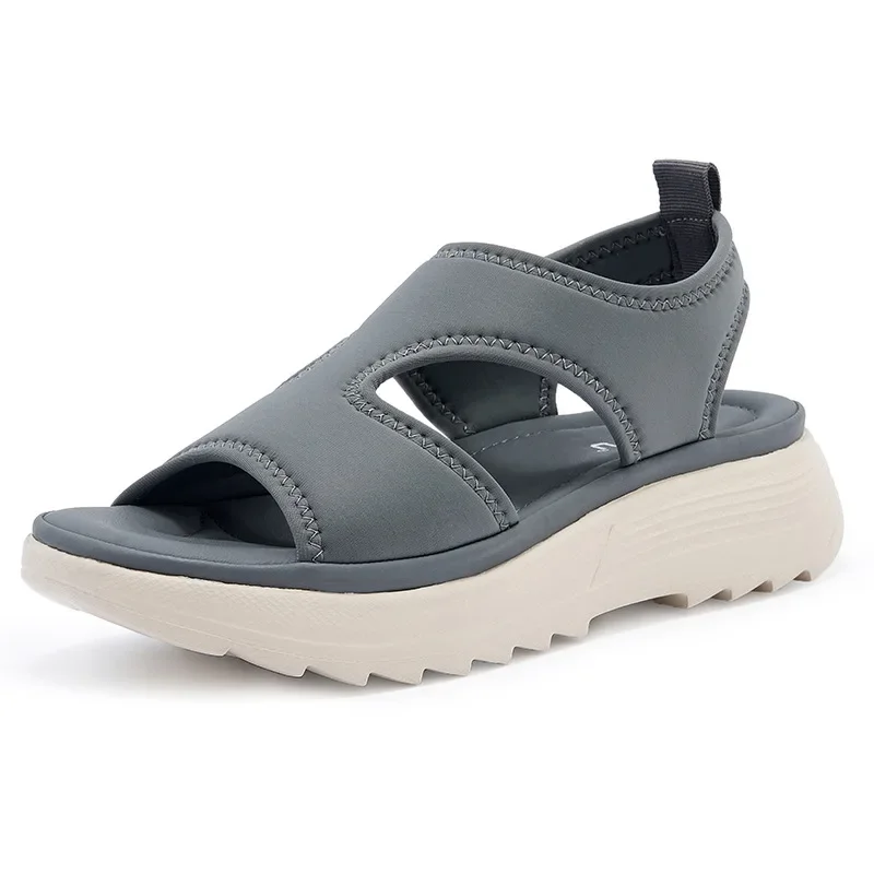 

Summer Casual Women's Sandals 4.5CM Anti-Slip Wedge Thick Bottom Fashion Knitted Elastic Fabric Comfortable 2025 Style 5026-1