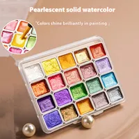 20/36 Color Solid Watercolor Paint Set with Pearl Luster Effect,Portable Box for Students Art Painting Stationary Supplies