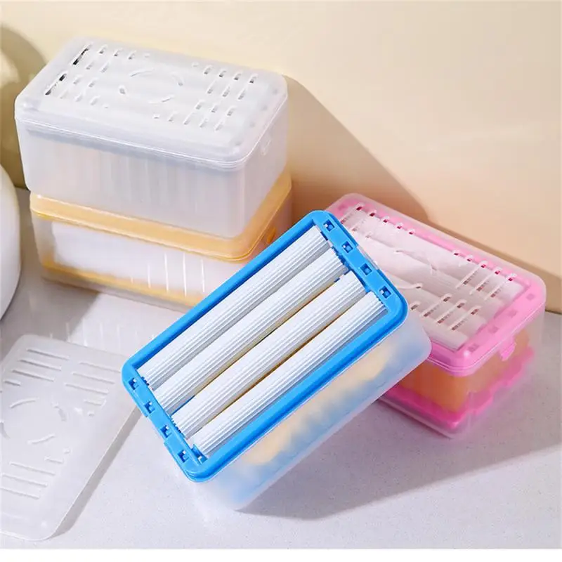 Silicone Sparkling Soap Boxes Built-in Spring Drain Ventilate Drain Storage Box Bathroom Supplies Frother Soap Box 105g