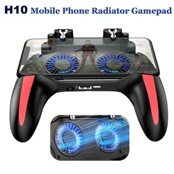 H10 4 Fingers Mobile Phone Game Handle w/ Radiator Aim Shooting Gamepad Joystick Controller for IOS Android Gaming Accessories