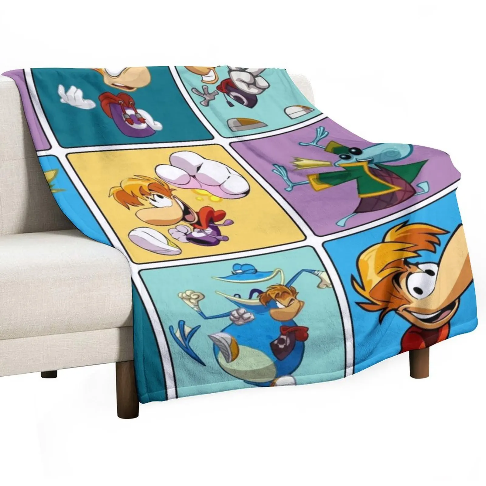 

Rayman Squares Throw Blanket Thermals For Travel For Sofa Thin blankets and throws for babies Blankets